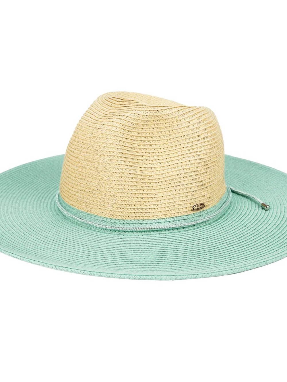 NWT Two-Tone Straw Sun Hat in Natural and Mint
